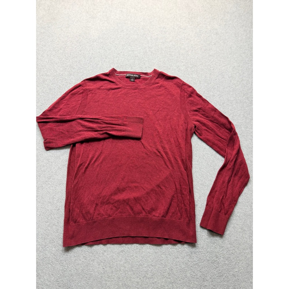Michael Kors Mens Burgundy Red Crewneck Long Sleeve Knit Sweater Size S